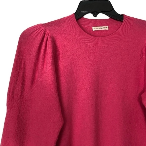 Ulla Johnson Katerina Puff Sleeve Merino Wool Crew Neck Sweater - Fuchsia size S - Picture 4 of 11